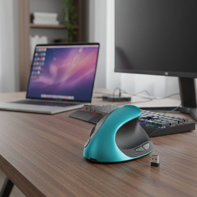 Souris ergonomique sans fil verte