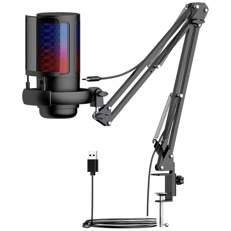 microphone condensateur usb rgb noir face