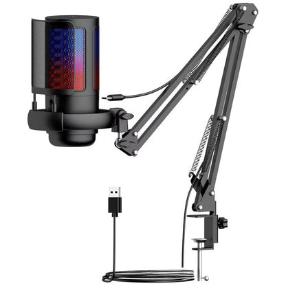 microphone condensateur usb rgb noir face