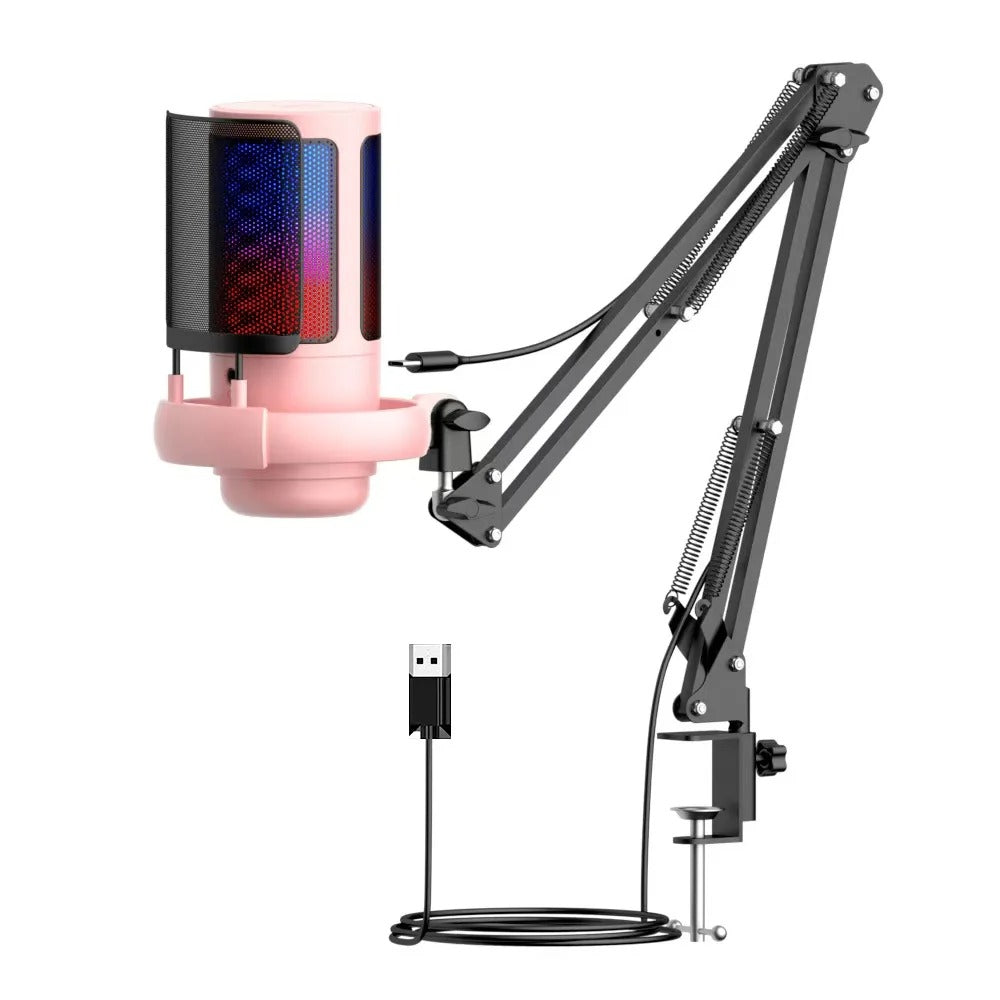 microphone condensateur usb rgb rose face