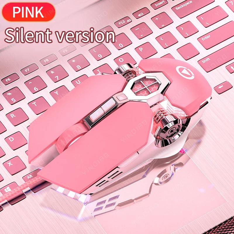 souris filaire silencieuse rose