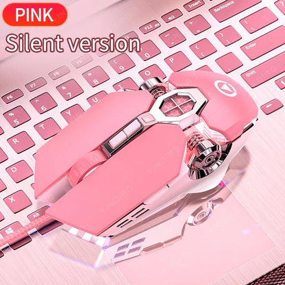souris filaire silencieuse rose