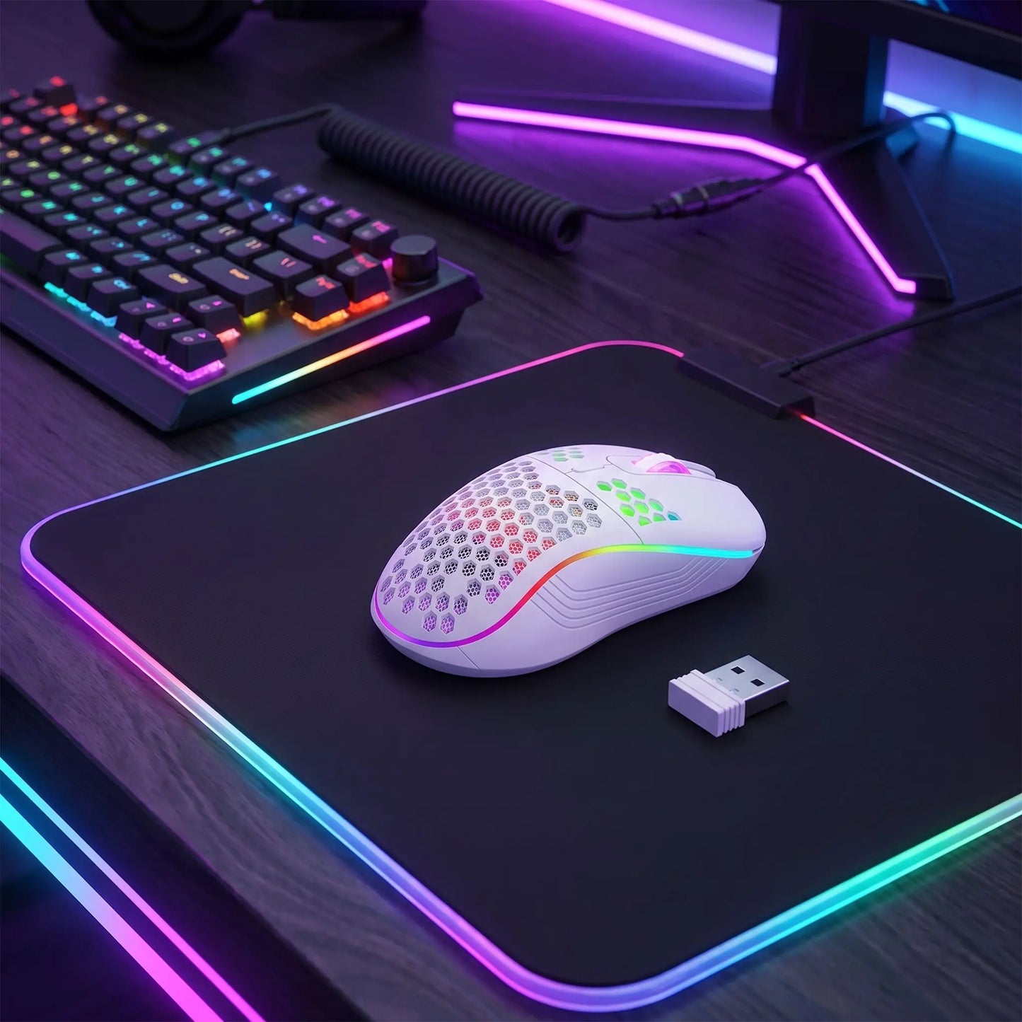 souris sans fil blanche gamer