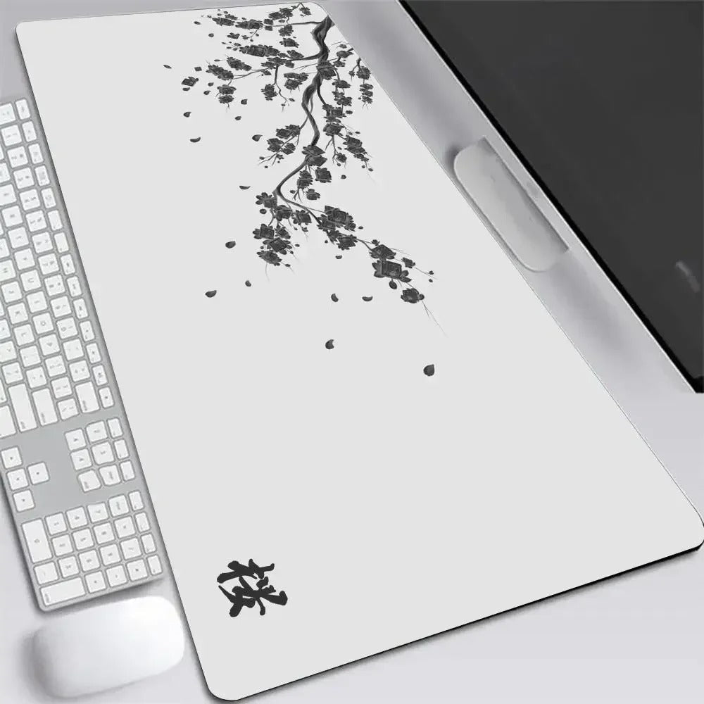 tapis de souris blanc fleurs de cerisier blanc zen japonais