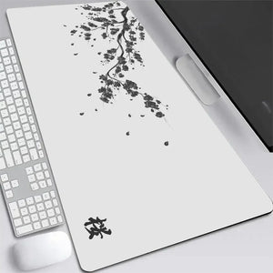 tapis de souris blanc fleurs de cerisier blanc zen japonais