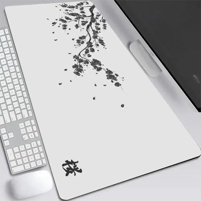 tapis de souris blanc fleurs de cerisier blanc zen japonais
