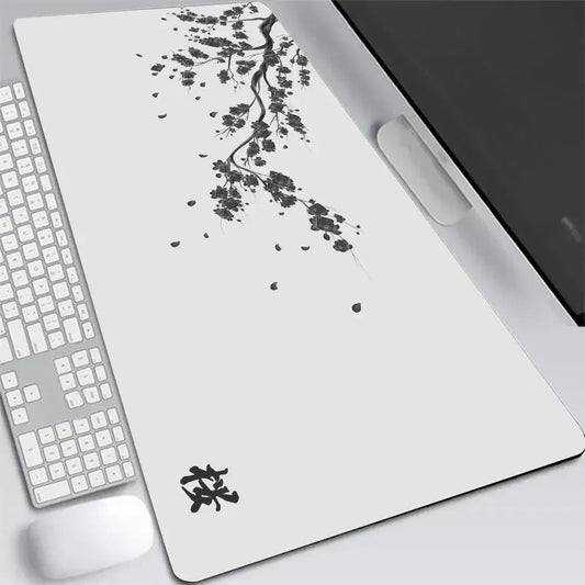 tapis de souris blanc fleurs de cerisier blanc zen japonais