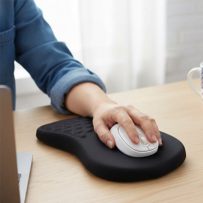 Tapis de souris ergonomique avec souris blanche