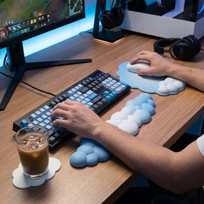 Tapis de souris ergonomique bleu ciel 