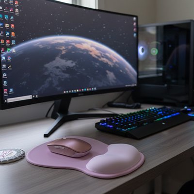 Tapis de souris ergonomique rose pale