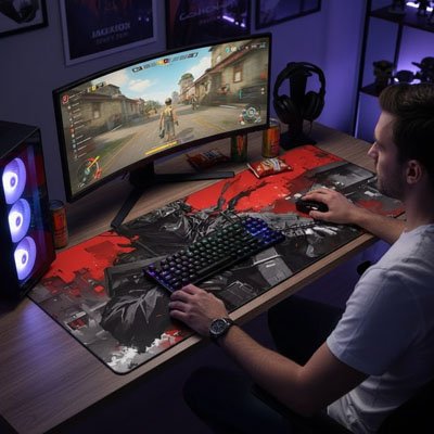Tapis de souris gamer rouge noir